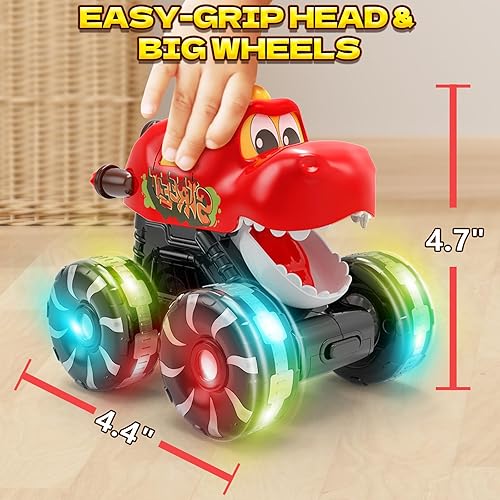 Miniatura 2 de Intoypad Paquete de 3 Juguetes de Coches de Dinosaurio para Niños Pequeños, Camiones Monstruo con Ruedas que se Iluminan, Juguetes para Niños de 2 3