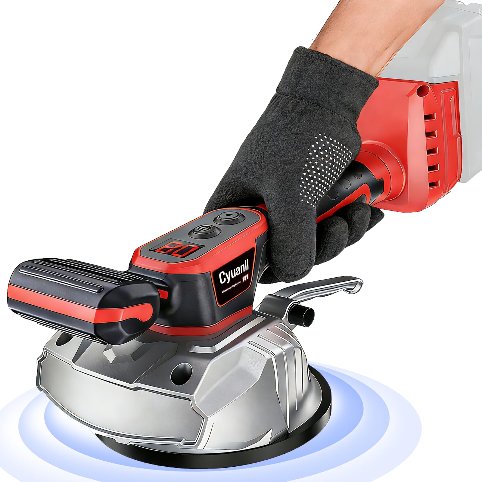 Upgraded Tile Vibration Tool for Milwaukee 18V Battery,Cordless Tile Vibration Leveling Machine with 8 Speed,Tiler Vibrator 5'' Suction Cup,Digital