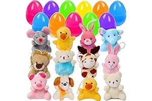 Cute Plastic Easter Eggs with Mini Animal Plush Toys (Pack of 12)