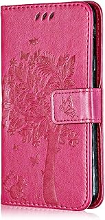Conber Funda para Huawei Mate 20 Lite, Funda de PU Cuero Cartera con Tapa, Serie Gato y Arbol Flip Cierre Protectora Carcasa Libro para Huawei Mate 20 Lite - Rosa