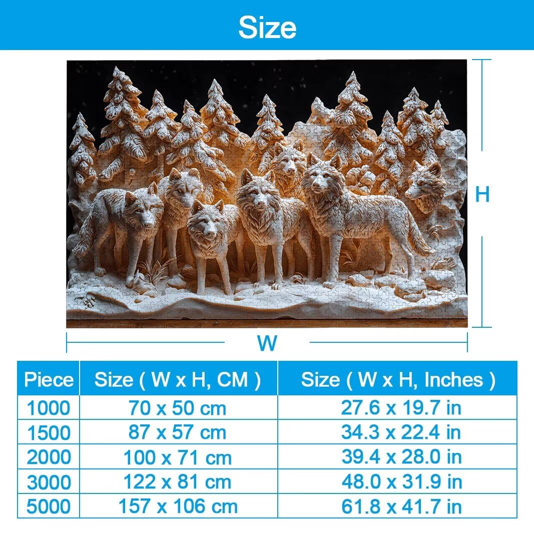 Puzzle 1000 Pezzi, Puzzle Lupo in Legno per Adulti, Misura: 70x50cm -2586