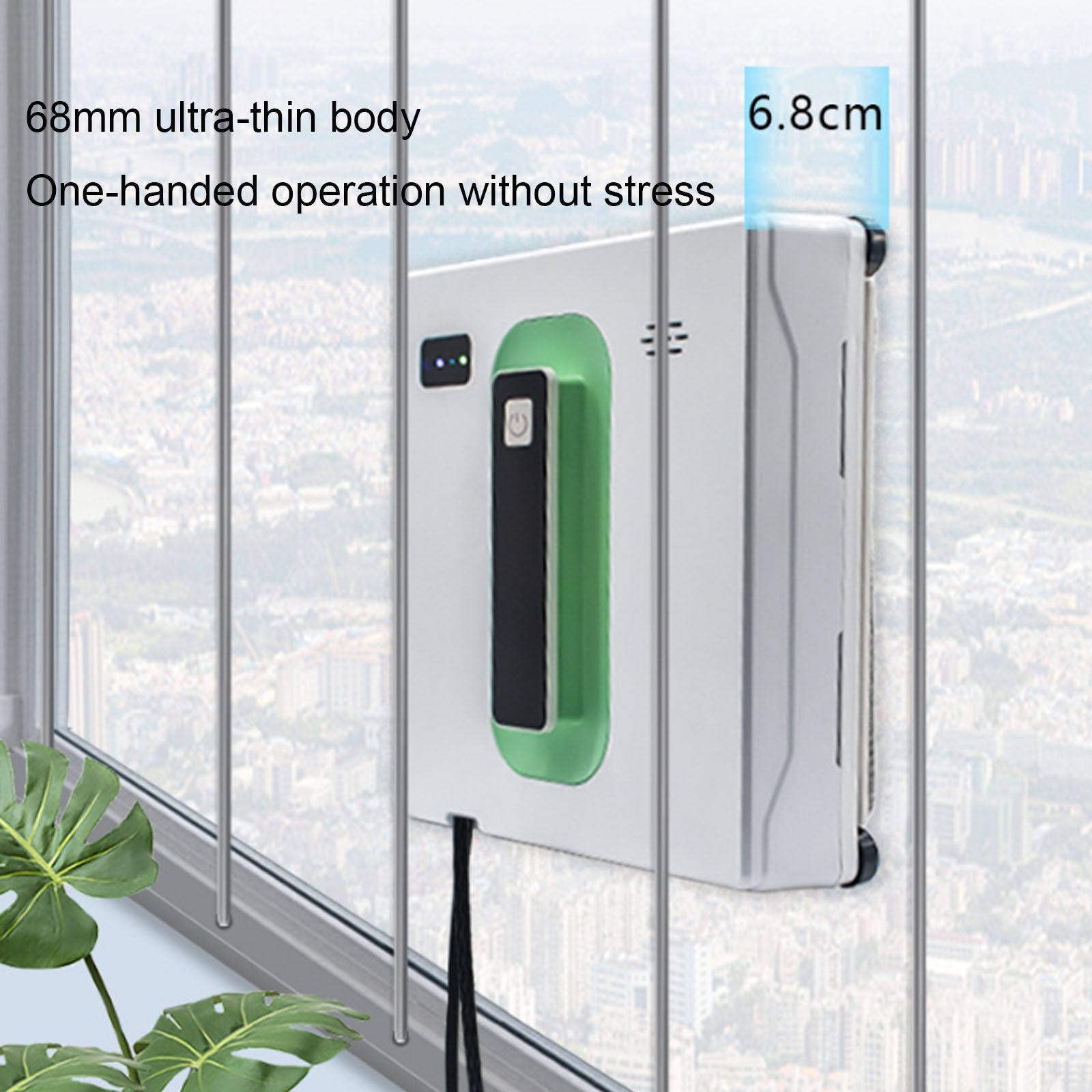 Robot Limpiador De Ventanas Con Doble Rociador De Agua, Robot De Limpieza De Vidrio Inteligente De 2500 Pa, Aspirador De Ventanas Con Tanque De Agua De 50 Ml/Cuerpo Ultrafino De 6,8 Cm,White