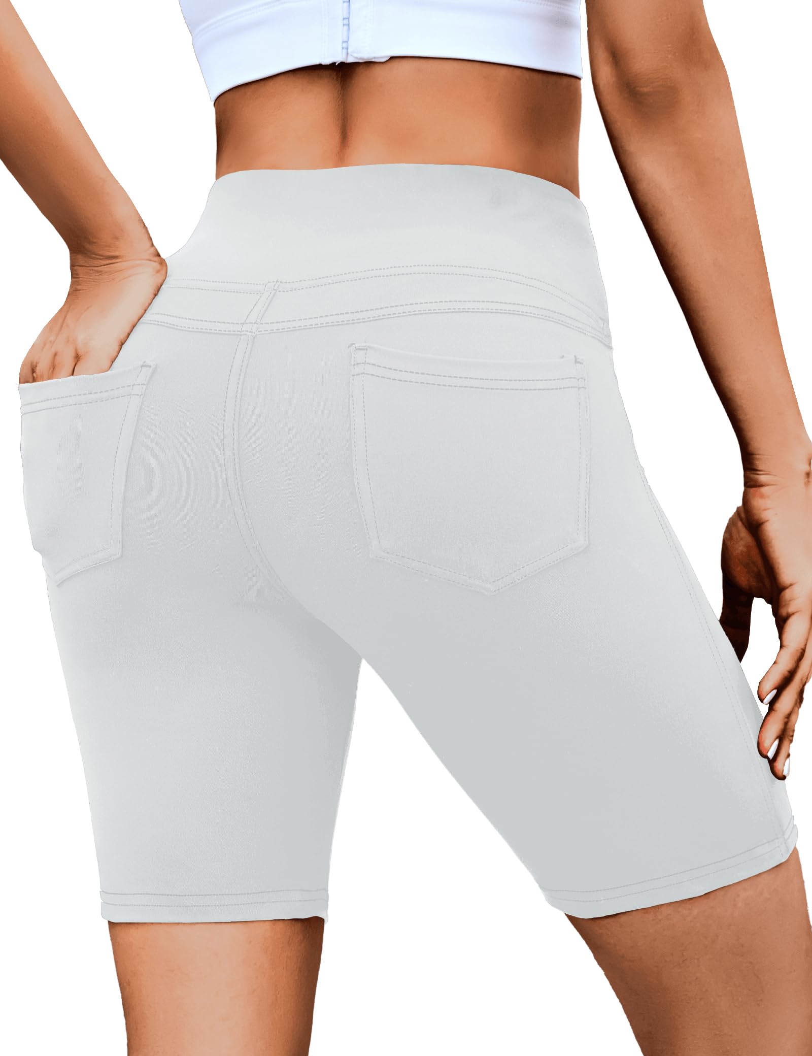 VOOVEEYA 5"/8" High Waisted Yoga Biker Shorts with Pockets for Women - Butt Lifting Workout Spandex Booty Gym Shorts