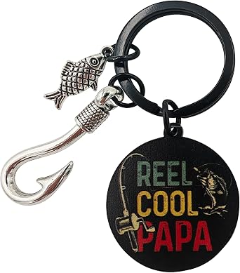 Fathers Day Cool Fishing Gifts for Men, Dad and Grandpas Cool fishing Keychain Presents and Birthday Gift Ideas for Fisherman Lovers and Male Family Members