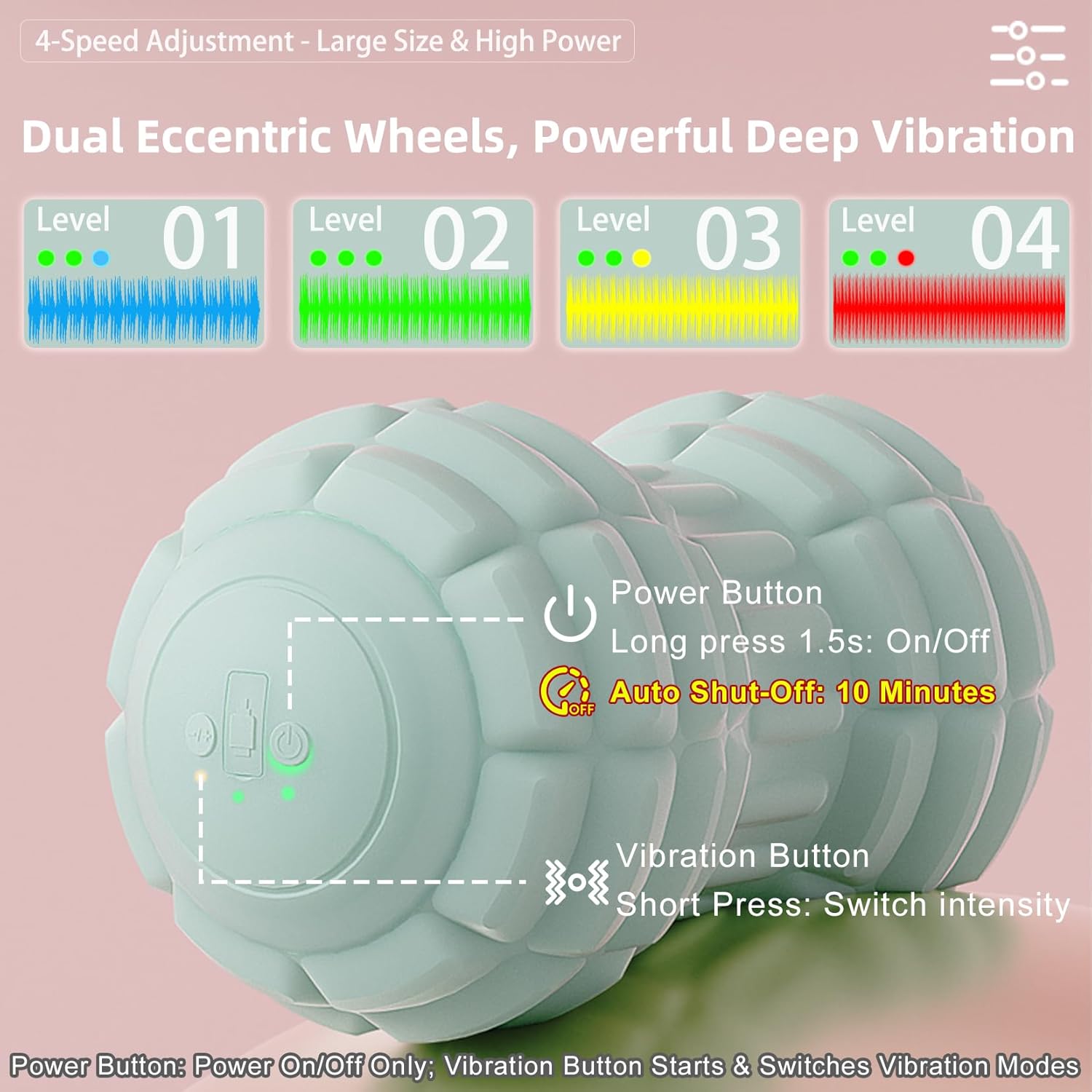 Vibrating Peanut Massage Ball for Back, Neck, Leg, Foot and Body, Portable Deep Tissue Muscle Roller for Trigger Point Massage, Myofascial Release and Psoas Release Tool