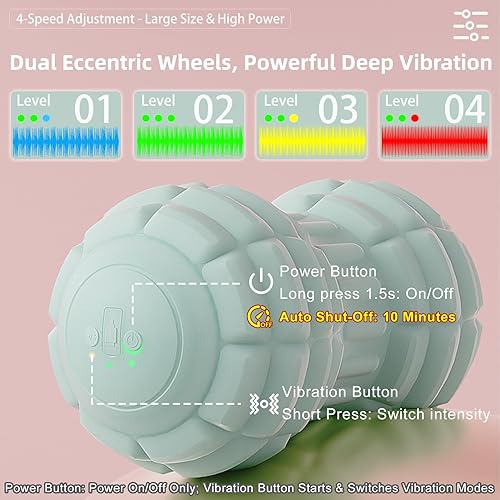 Miniatura 2 de Pelota de masaje vibratoria de maní para fascitis plantar, rodillo de masaje portátil de 4 velocidades para pies, cuello, espalda y cuerpo,