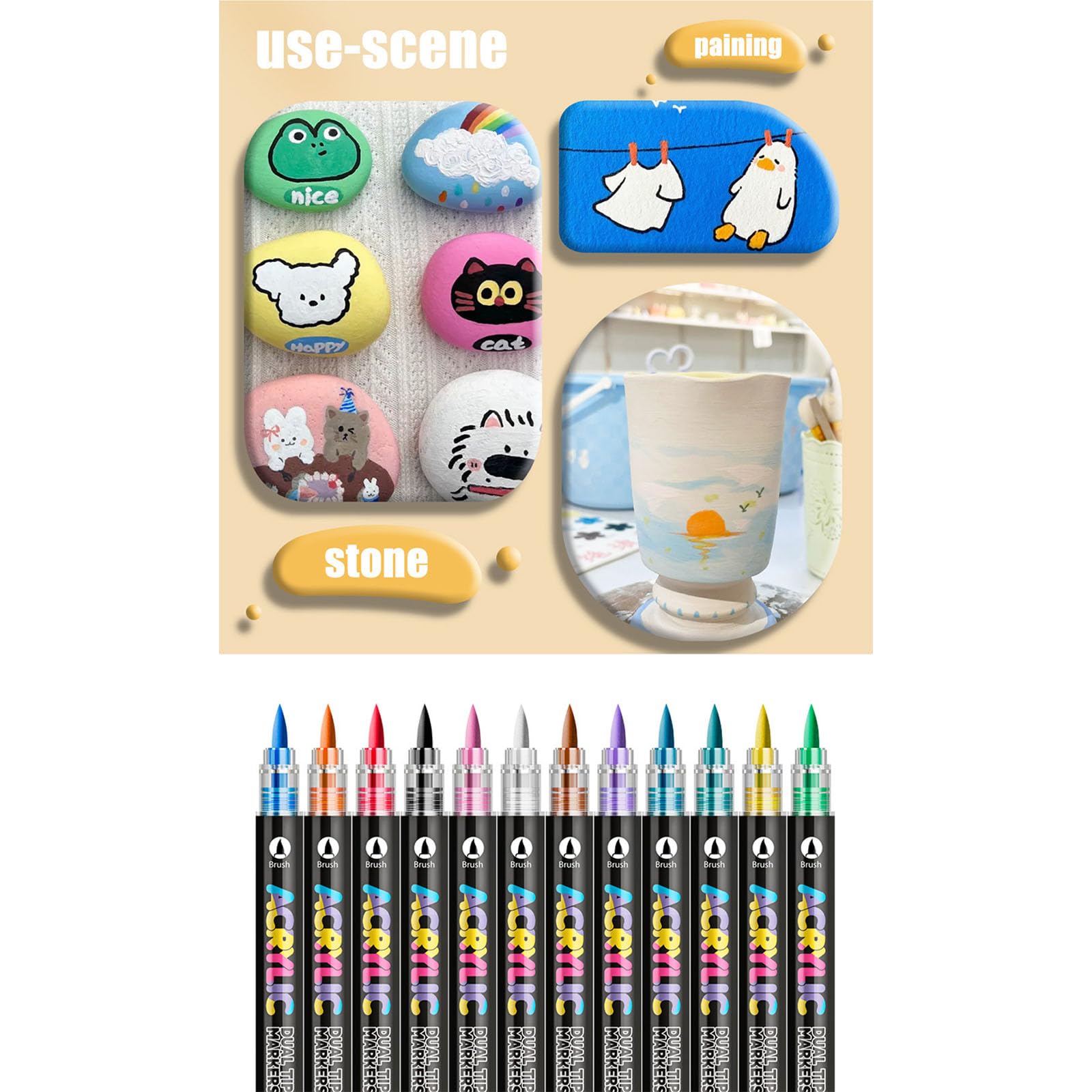 Tip Aquarell-Marker, zweifarbig, Zeichenstift, Künstlermarker für Kinder, Kunstwerke und Handwerk, Dekorationen, Schulprojekte und kreative Designs