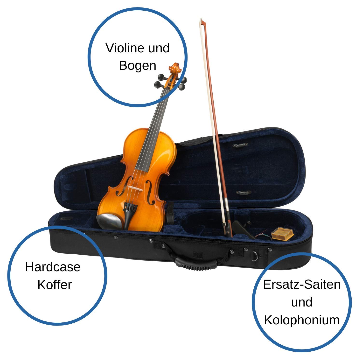 Violin Set 4/4 (incluye funda negra, arco y rosa)