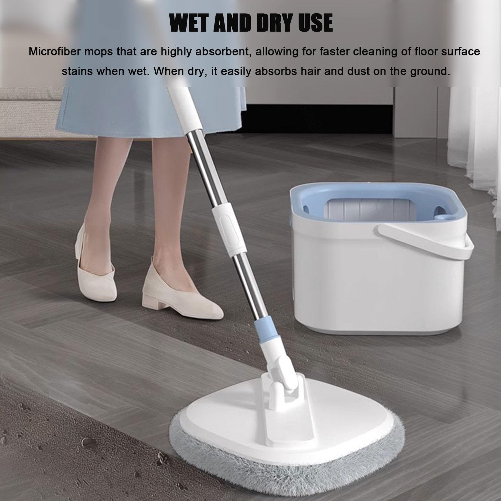 AMNOOL Juego de Cubo y Trapeador Giratorio de Piso Plano con Escurridor - Separa El Cubo de Agua Limpia y Sucia y Fregona Autolimpiante para Suelo Seco/húmedo | Ideal para Dueños de Mascotas