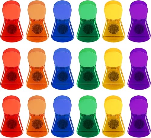 GoodSing Clips magnéticos, paquete de 18 imanes coloridos para nevera, pizarra blanca, exhibición de fotos, cocina, hogar, oficina, trabajo,