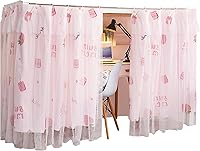 Vista 19 de Cortinas de gasa bonitas genéricas para litera con dosel de cama con encaje, 2 paneles, aguacate