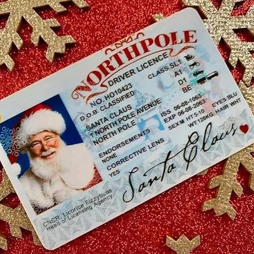 Miniatura 2 de Licencia de conducir perdida de Papá Noel, decoraciones navideñas, novedosa tarjeta de identificación de trineo de Papá Noel, tarjeta de Santa