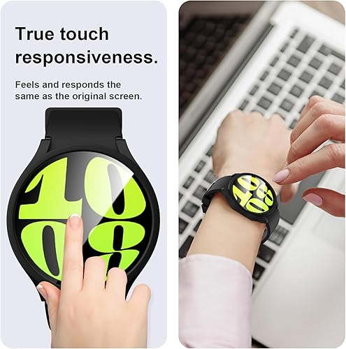 Miniatura 5 de 2+4 Paquete de protectores de pantalla para Samsung Galaxy Watch 6 de 1.575 pulgadas, JZK 2 funda protectora de policarbonato duro + 4 protectores