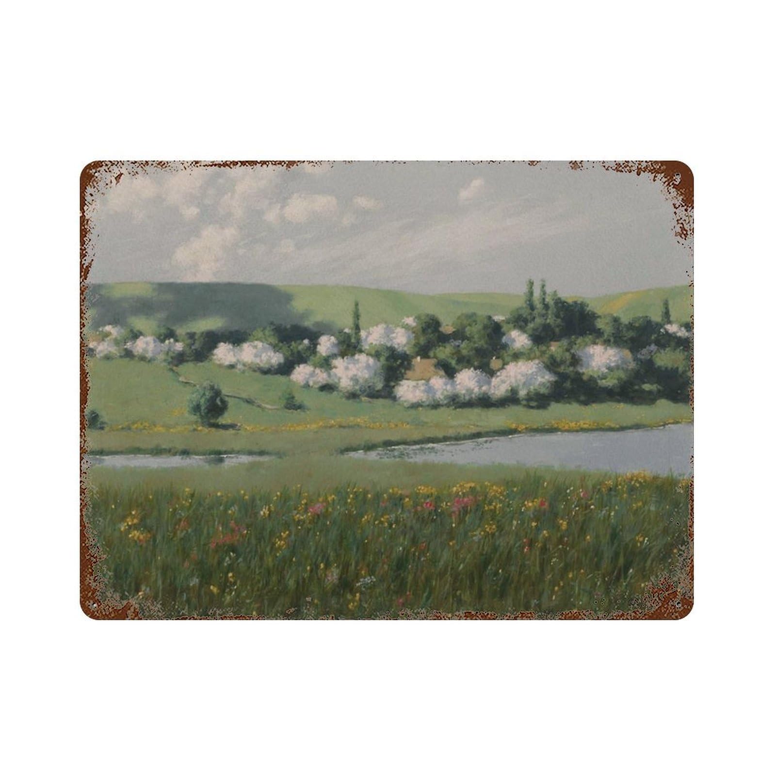 xiaoxiaoshen Vintage Fields Landscape, Neutral Country, Countryside Painting Wall Decor Art Metal Tin Poster Modern Home Decor Art Home Bar Shop Decorations Vintage Sign 30x40cm