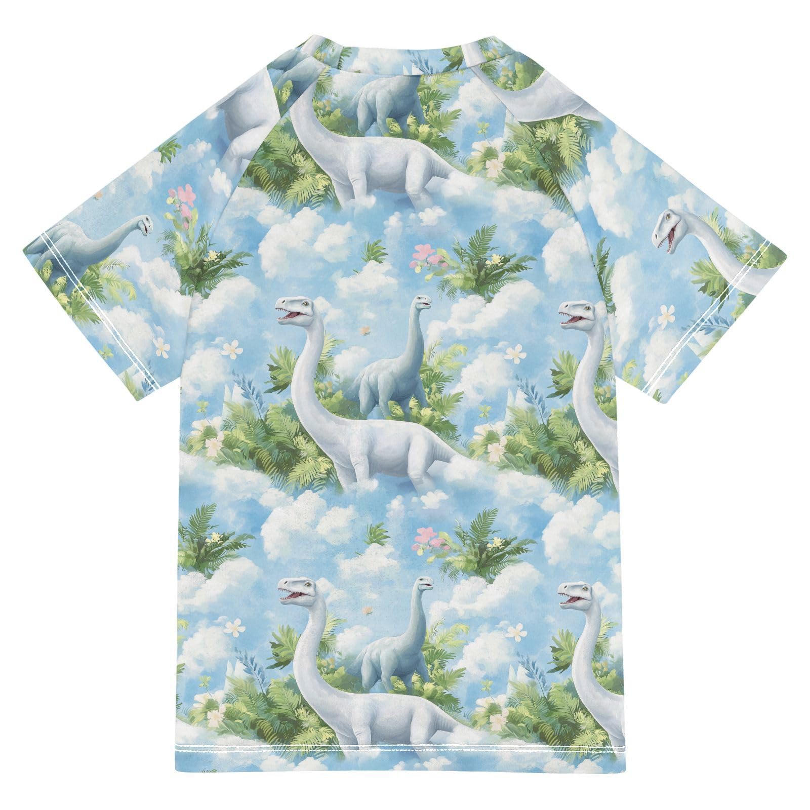 Girl Bathing Suit Short Sleeve Little Girls Swimsuits 3T Beauty Dinosaur Diplodocus Sky