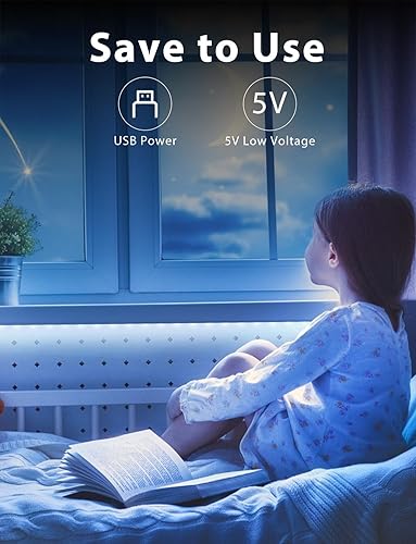 Miniatura 6 de DAYBETTER Tira de luz LED blanca de 6.56 pies, luz de cinta ultra brillante alimentada por USB, diseño flexible y cortable con 120 LED para