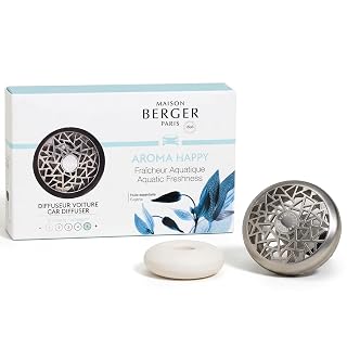 Maison Berger Diffuseur Voiture Parfumé – Clip Métal 4,5 cm avec Recharge Incluse, Fabrication Française – Clip Grille Aération – Jusqu’à 4 Semaines de Diffusion (Aroma Happy) - Amazon product rated Grade A