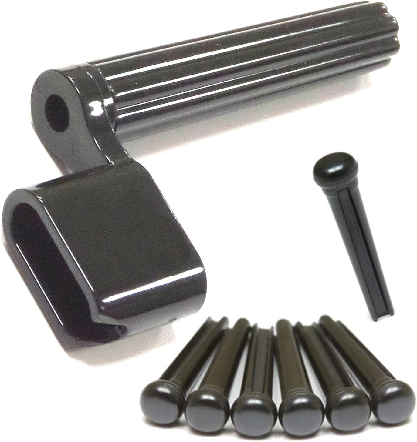 Guitar Bridge Pins Kit, Bridge Pins (7), and Pin Extractor Pry with Speedy String Winder (1)-All White, Performance Plus (BPW-PW1) image 5
