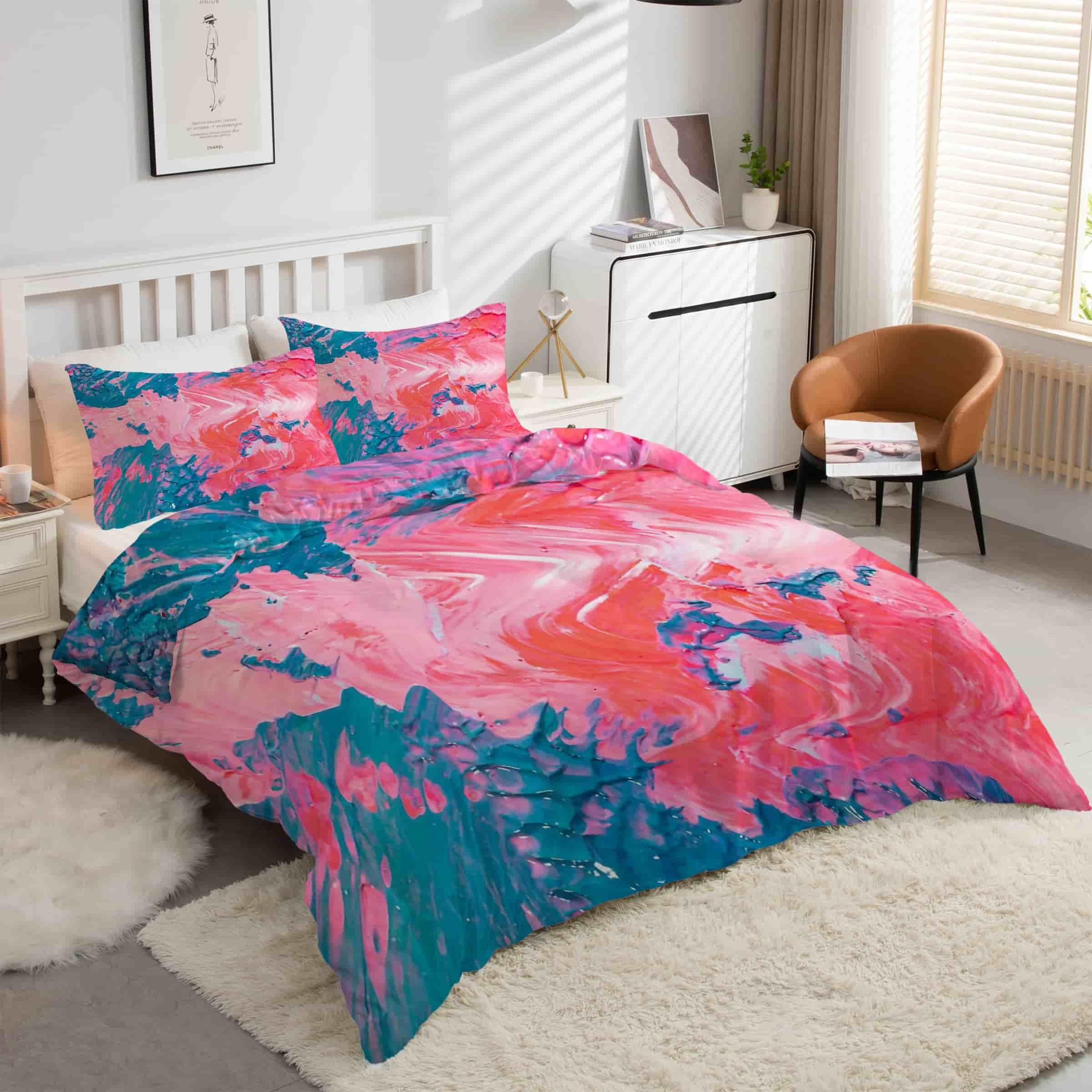 Housse de couette 200x200 art peinture à l'huile avec 2 taies d'oreiller microfibre