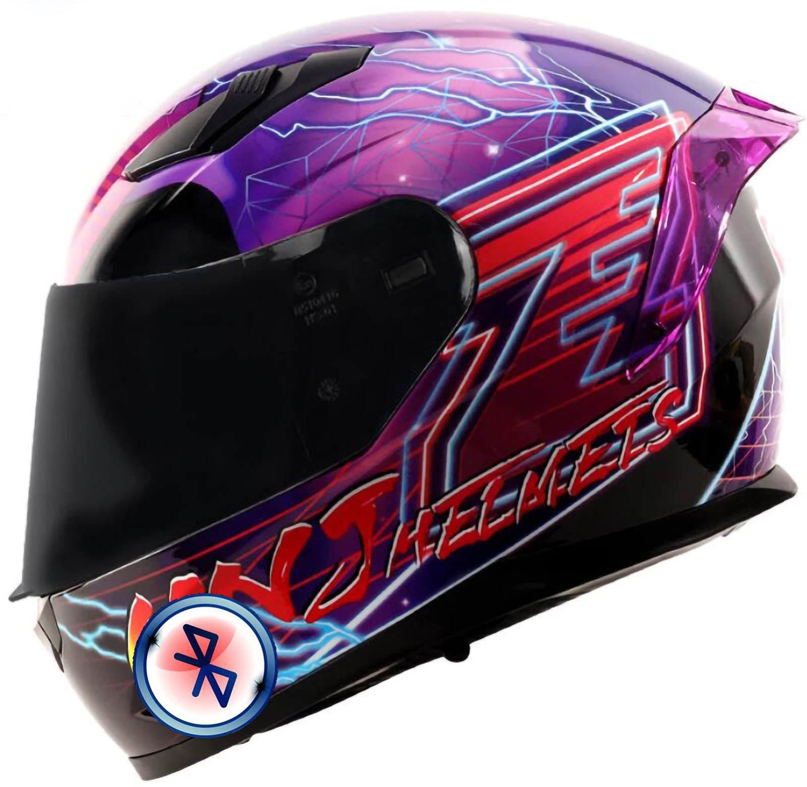 Casque moto jet Bluetooth motocross double visière anti-buée taille XL pour adulte