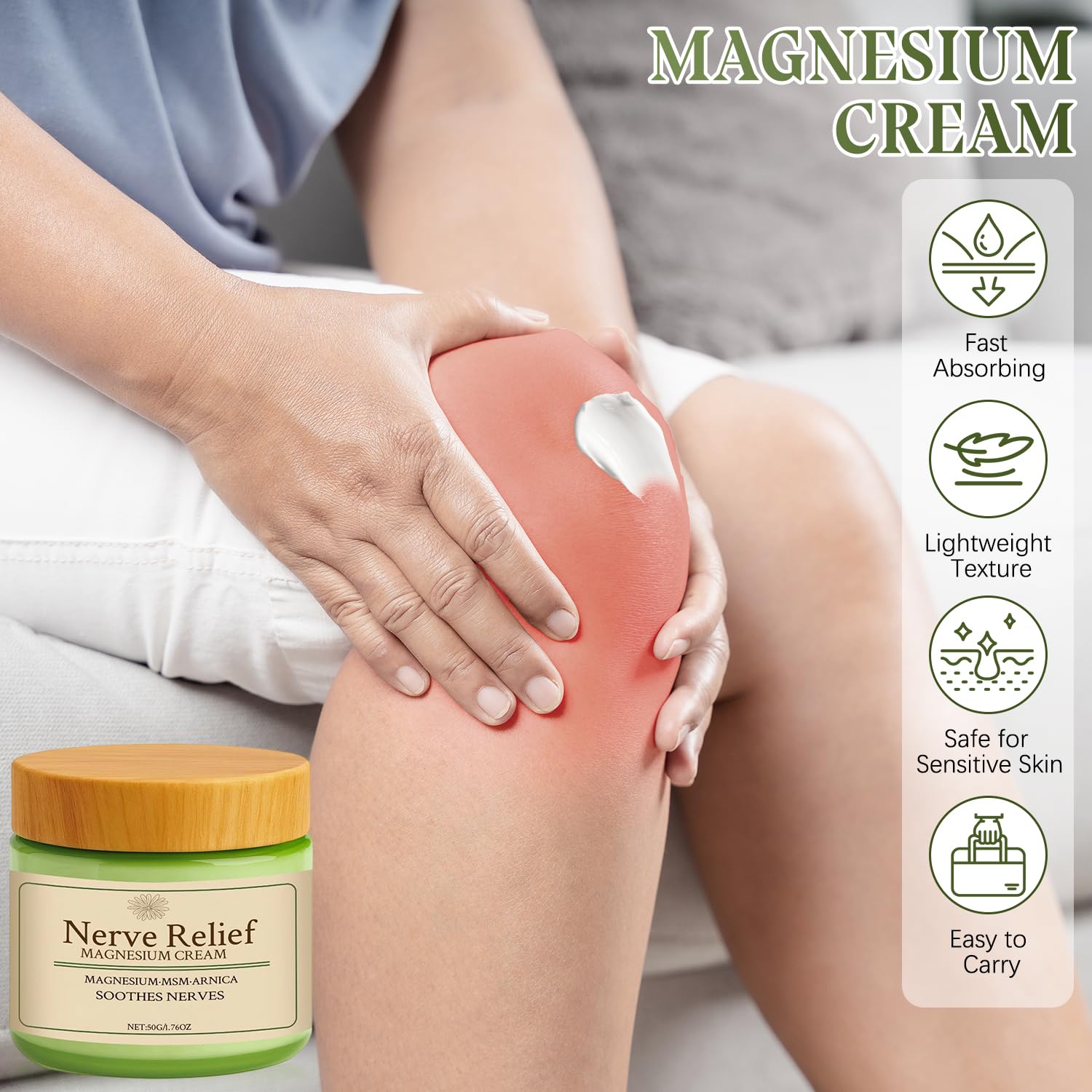 2 creme naturali al magnesio con MSM e arnica, ingredienti delicati per alleviare e rilassarsi, crema per la cura del corpo