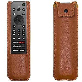 Premium Remote Cover Flip Case Compatible for Sony Bravia Smart TV 2023 Voice Remote RMF-TX910U Remote PU Leather Pouch (Gizmo_717_TAN)