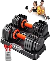 WLR 25lb Adjustable Dumbbell Pair with Tray - 3lb Increments, 1-Hand 1Sec Switch, Anti-Slip Grip for Home Gym HIIT Training