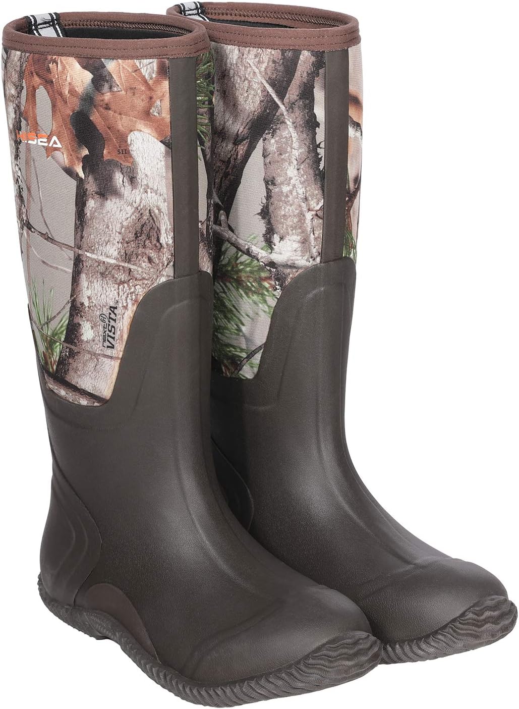 Men's Rain Boots, Waterproof Durable Insulated Rubber Boots for Men, 5 mm Neoprene Outdoor Mud Fishing Hunting Boots for Multi-Season (Black, Camo & Brown)