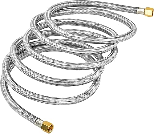 Miniatura 4 de onlyfire Extensión de manguera de propano de 12 pies con destello hembra de 38 pulgadas en ambos extremos, tubería de gas propano trenzada de acero