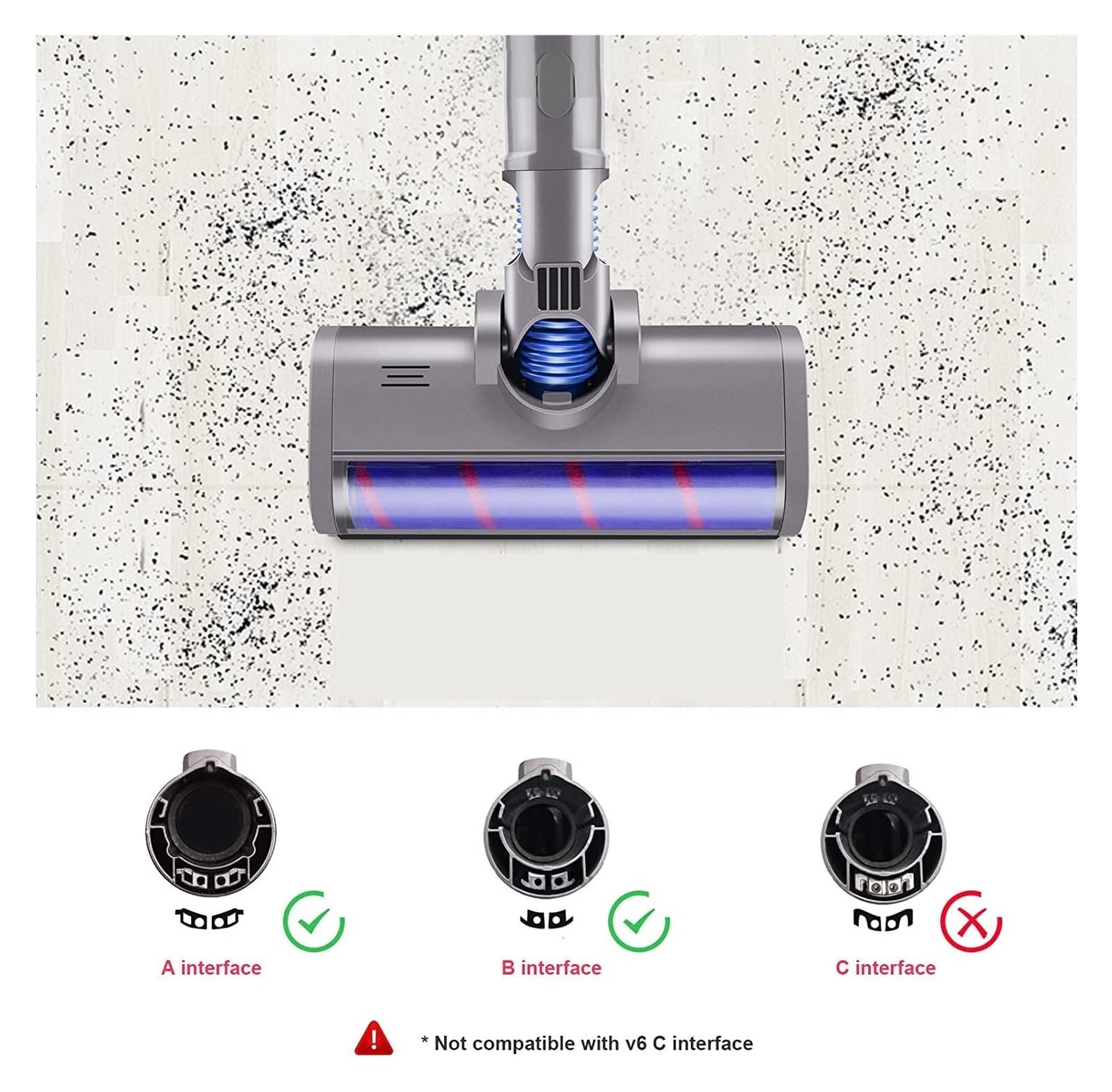 Accesorios de cepillo de suelo con cabezal de rodillo barredor suave for aspiradora, Compatible con Dyson V6 DC58 DC59 DC61 DC62