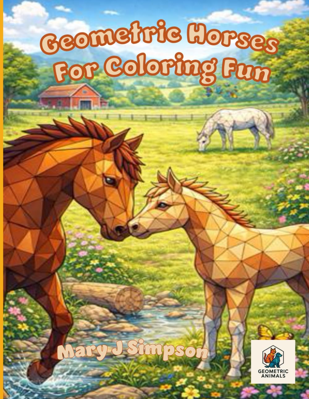 Geometric Horses For Coloring Fun: Realistic horses, realistic poses. Great for anyone who enjoys coloring unique pictures, from kids through adults of any age.