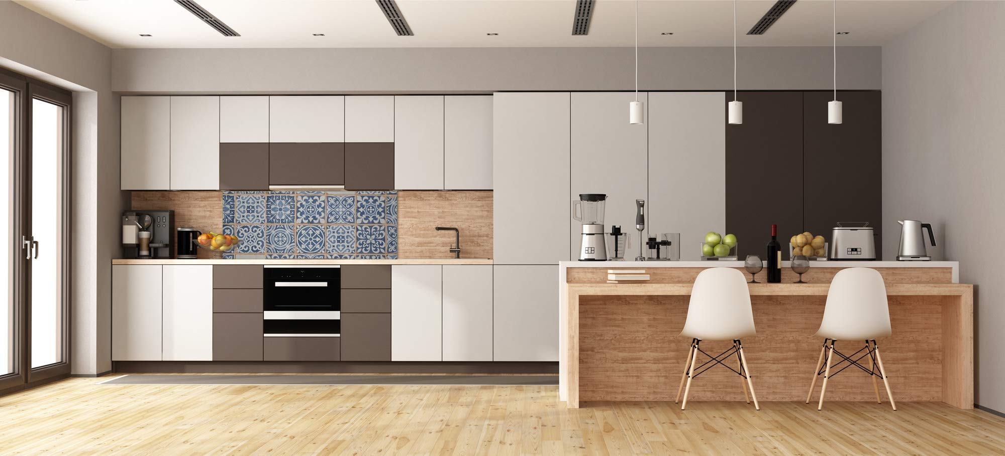 Pannello cucina moderno in vetro - Schienale per pareti di grande formato BBS09