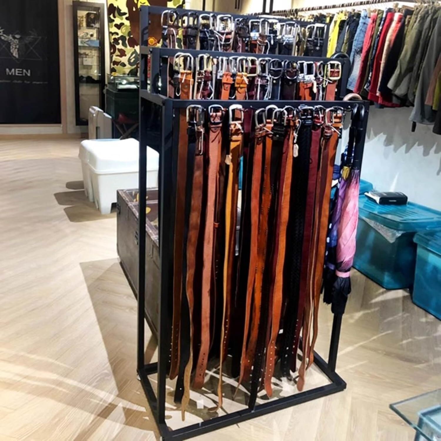 Präsentationsständer for Gürtel, Schals, Taschen, Schmuck, 3-stufiger Krawattenständer aus Metall for den Einzelhandel, Kleiderständer, Schal-Organizer, Schirmständer