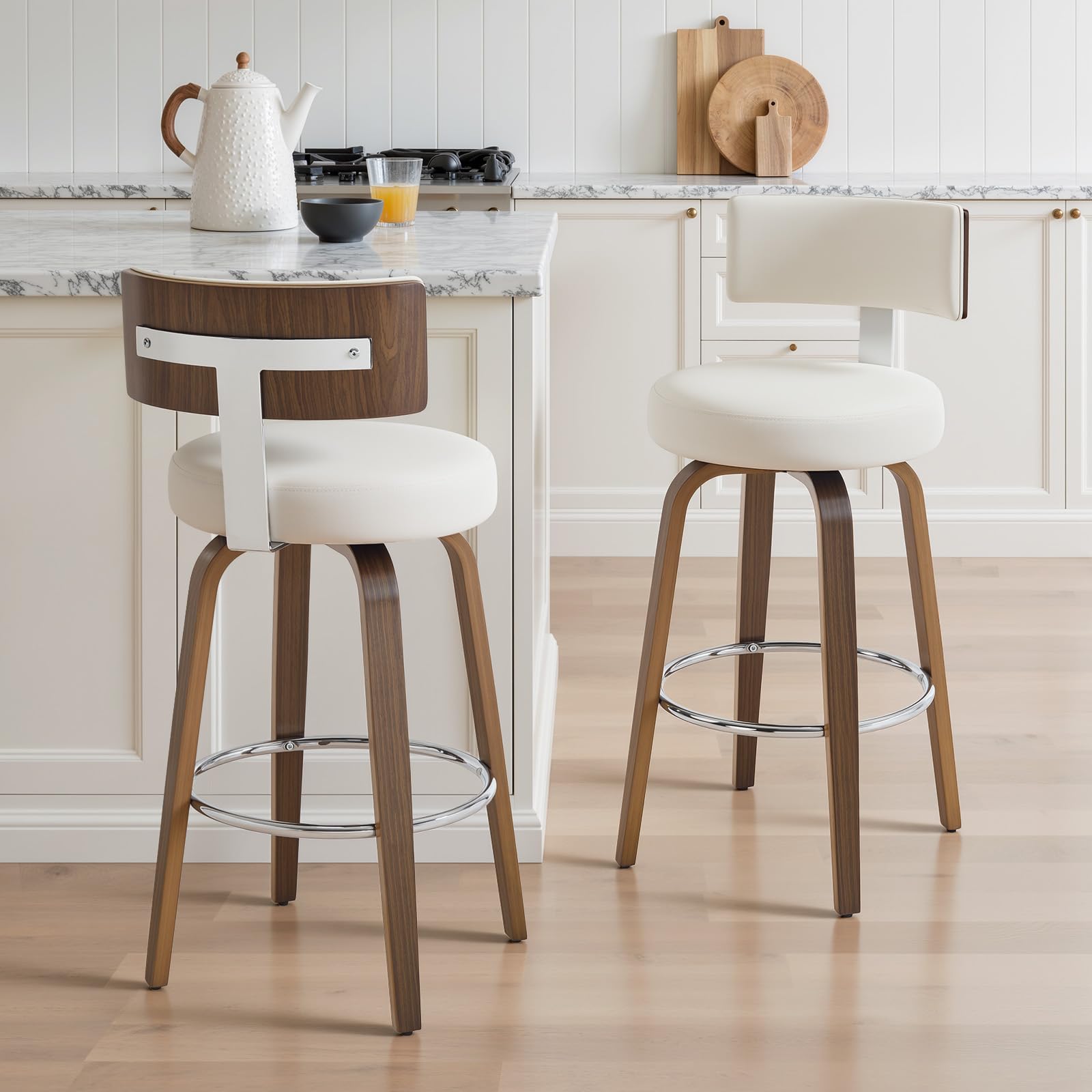 Set di 2 sgabelli da bar con schienale, altezza della seduta 65 cm, sedia