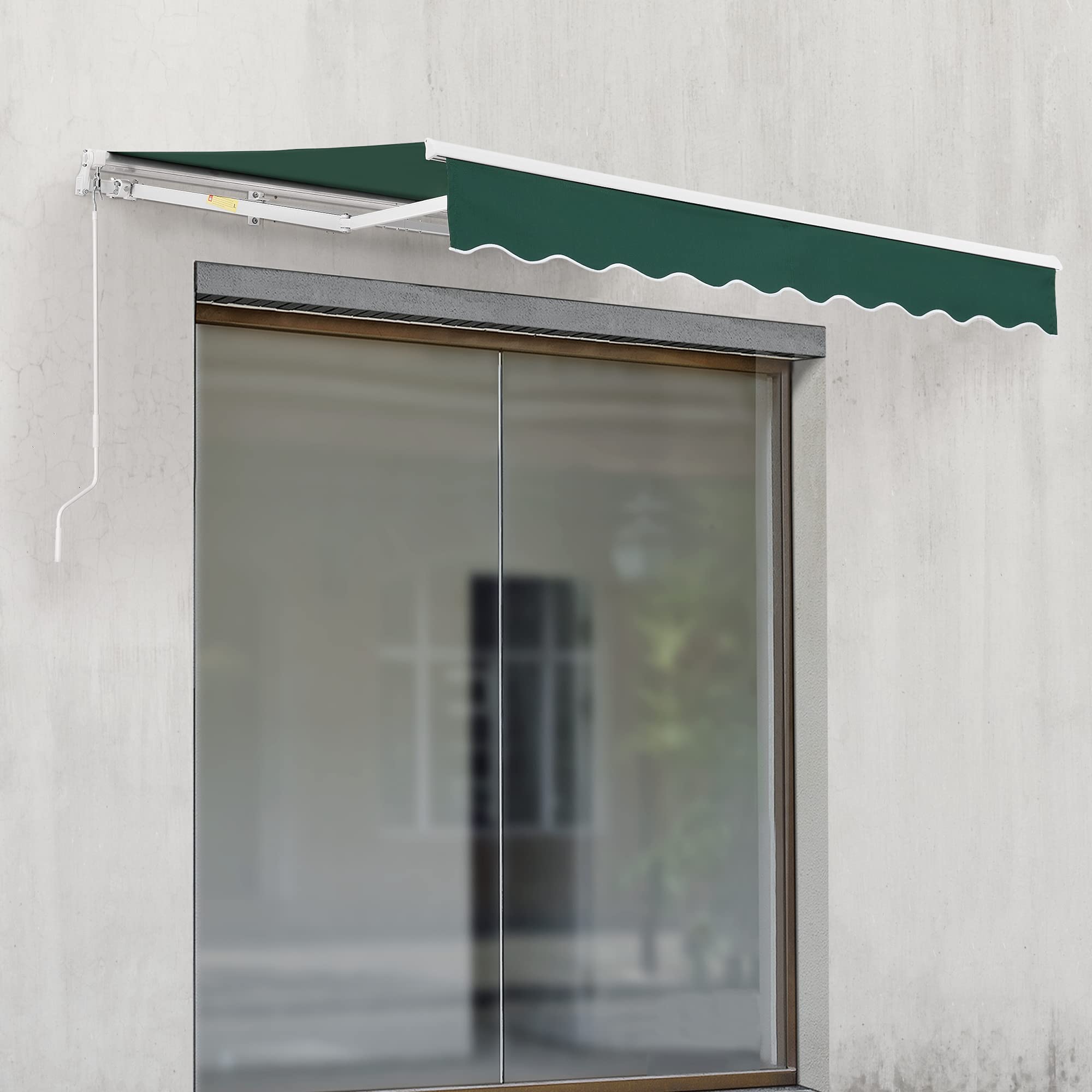 [en.casa] Toldo Impermeable Exterior Bitonto Toldo Articulado con Armazón y Brazo Extraíble Retráctil Manual y Enrollable con Manivela Parasol para Terraza Balcón Patio 300 x 250 cm - Verde Oscuro