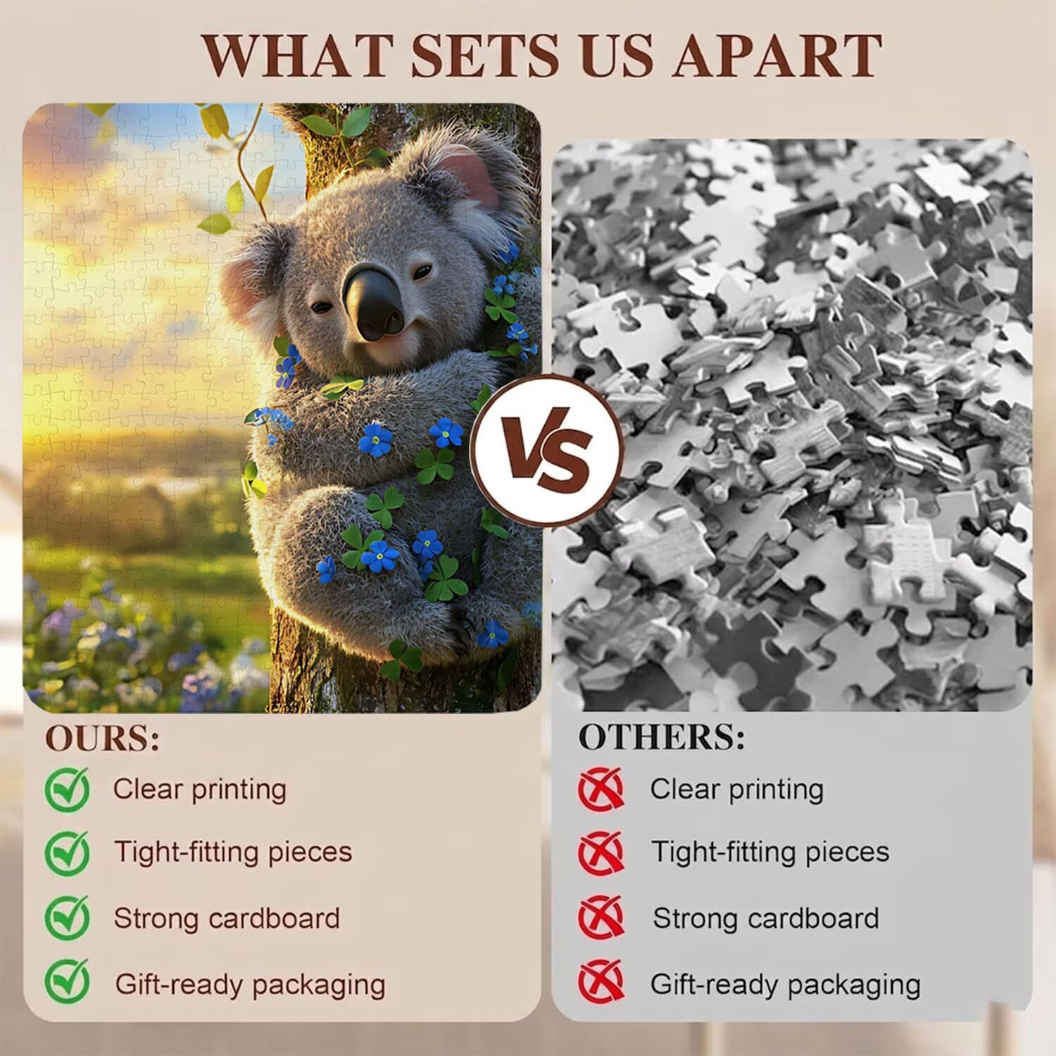 koala Albero Puzzle 1500 Pezzi per Adulti, Puzzle in Legno - Collezione Classica con Poster Incluso - Sfida di Concentrazione e Passatempo Antistress, Gioco Educativo per Famiglia, 87 x 57 cm f0-554
