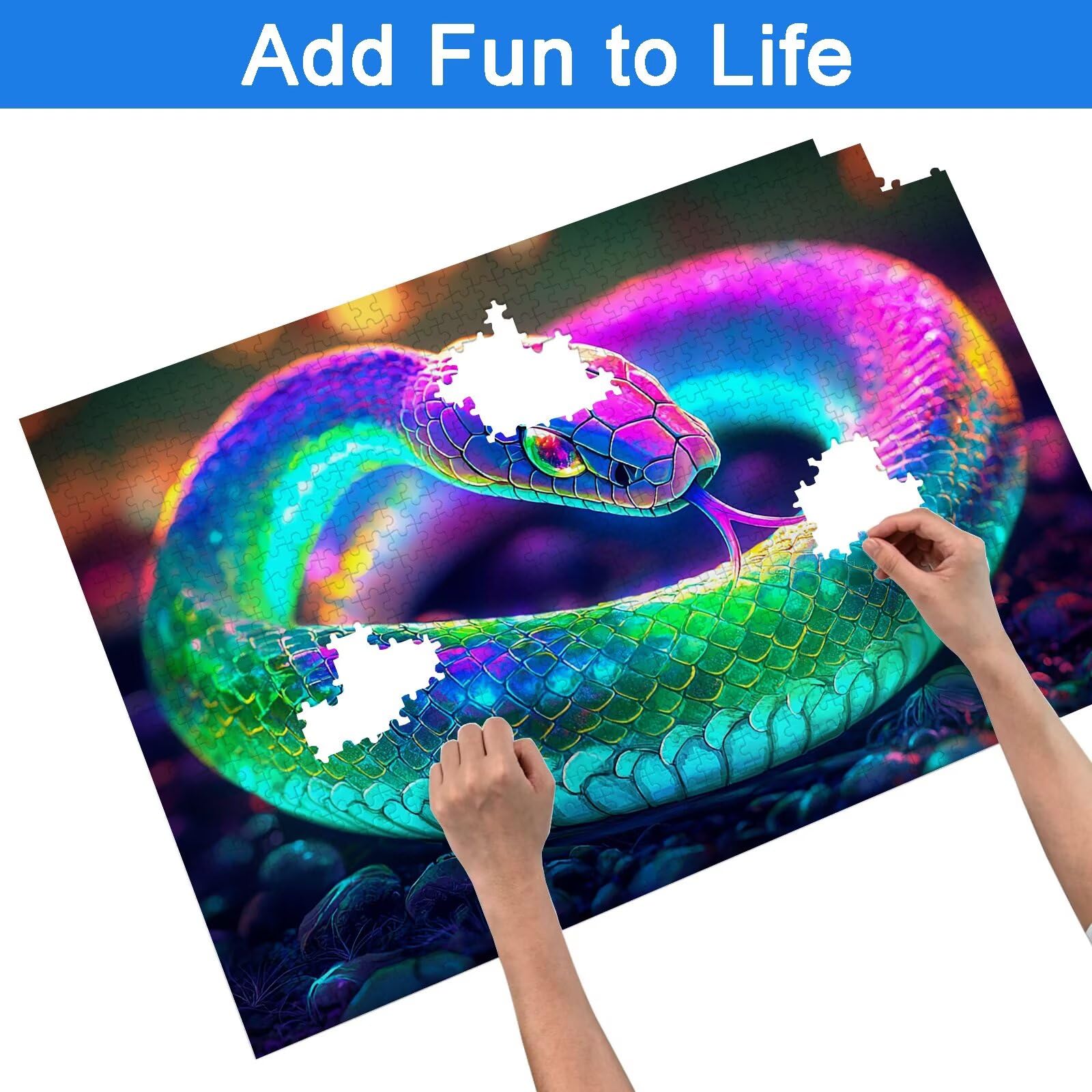 Puzzle 1000 Pezzi Serpente, Puzzle Animale 1000 Pezzi Arte per Adulti e Bambini, Misura: 75x50 cm, Puzzles Legno per Adulti con Squisita Scatola di Imballaggio, Idea Regalo Donna, Regalo Uomo, -9107