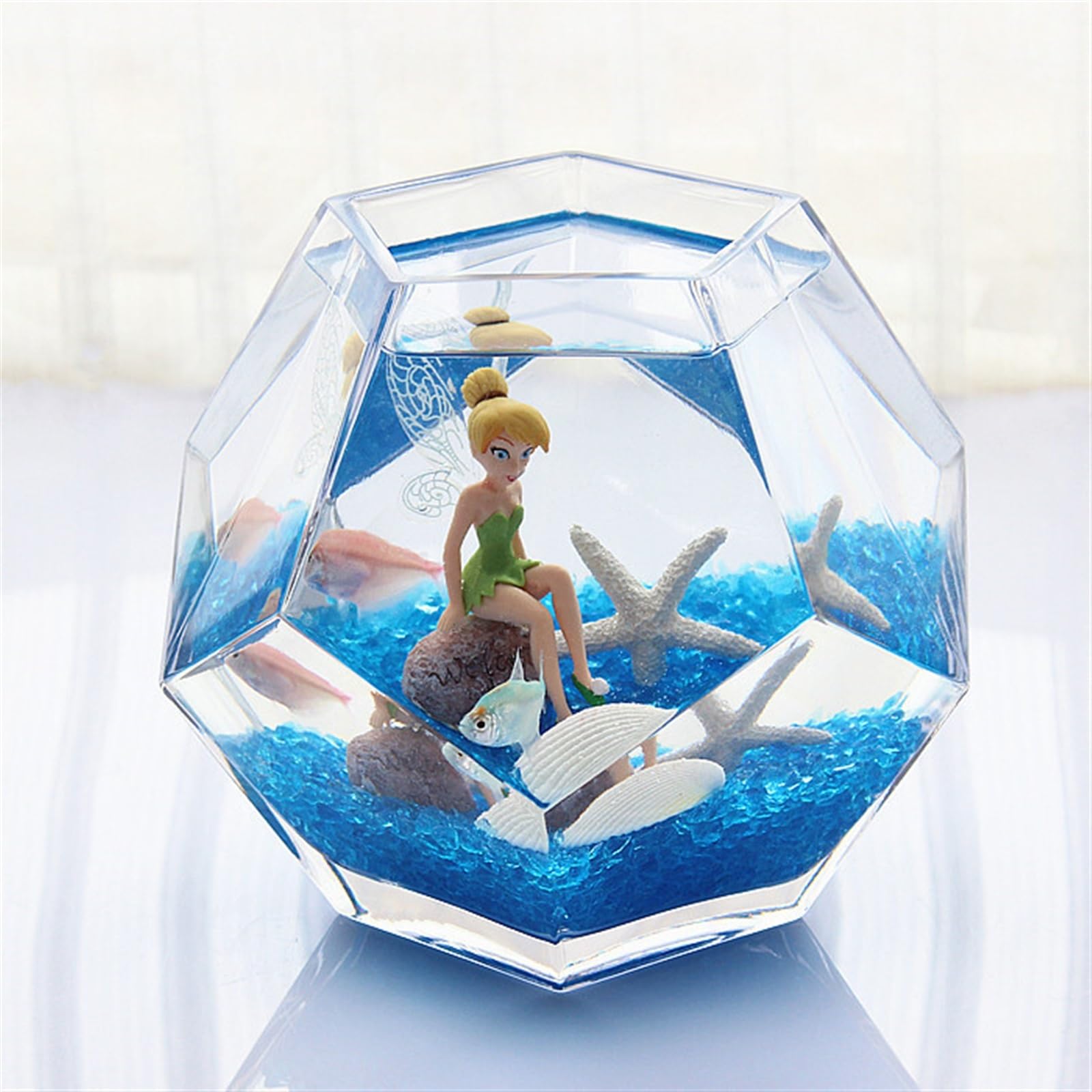 Acuario Pecera de Vidrio Engrosado poliédrico, pecera Decorativa Creativa de Escritorio, pecera de Lucha, pecera Transparente Peces Acuario(Grande)