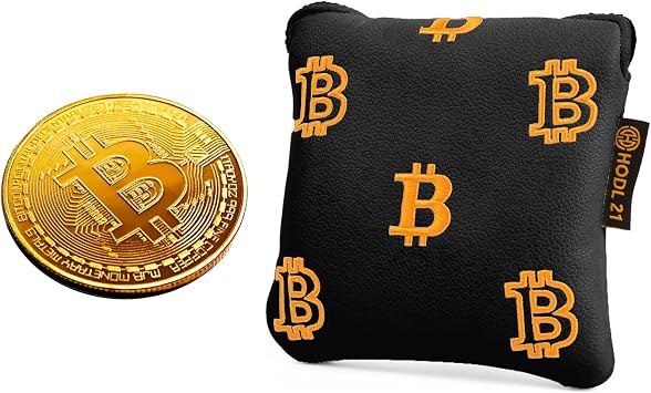 Bitcoin Coin and Bitcoin Black Mallet Putter Cover Combo Pack