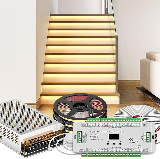 BTFLIGHTING PIR Sensor Stair Light ES32 Controller Kit 3X5M Custom
