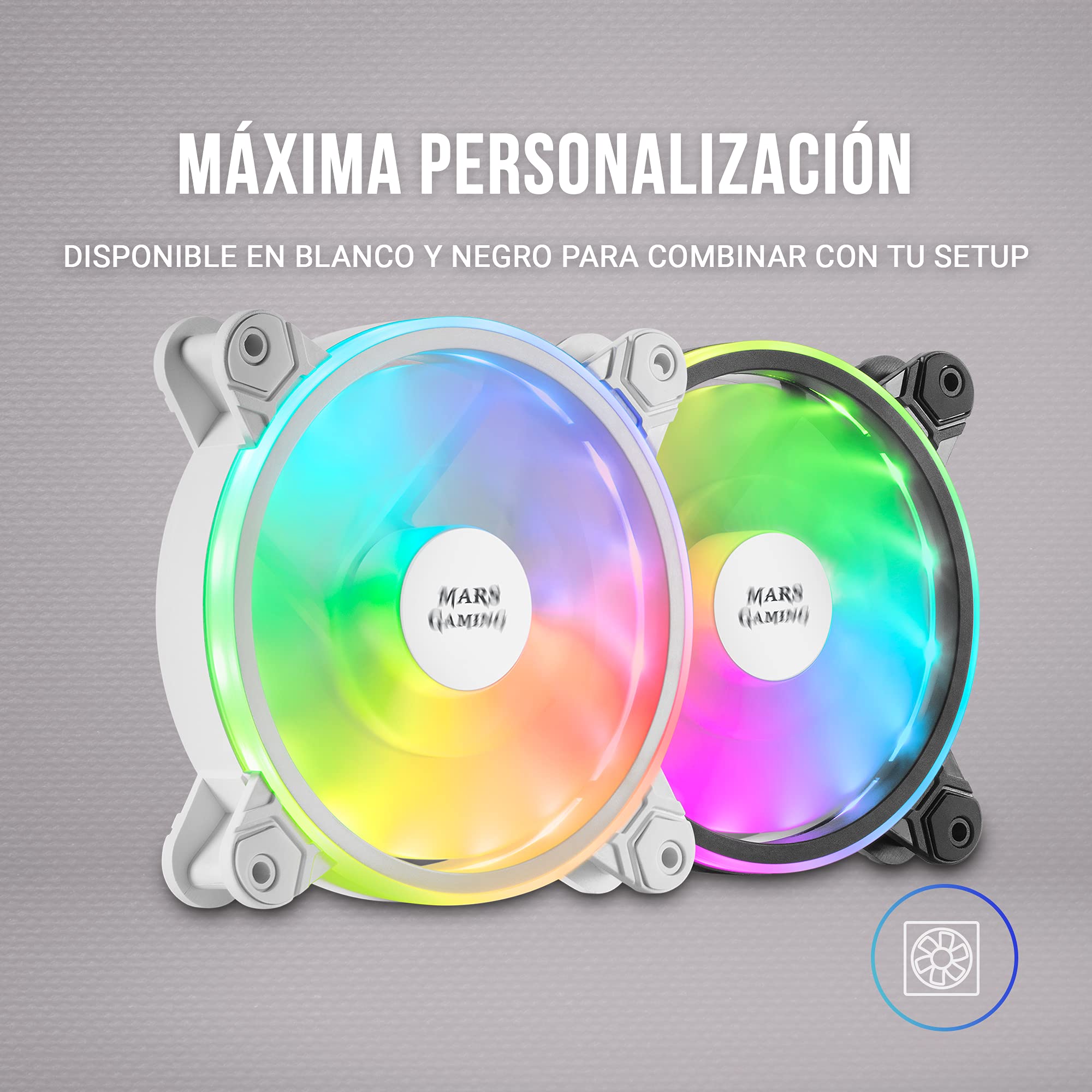Mars Gaming MFD, Ventilador 120mm CHROMA RGB Dual Automático, Ultra Silencioso 14dB, Conexión Molex 4PIN, Sistema Antivibraciones, Transparente — view 128
