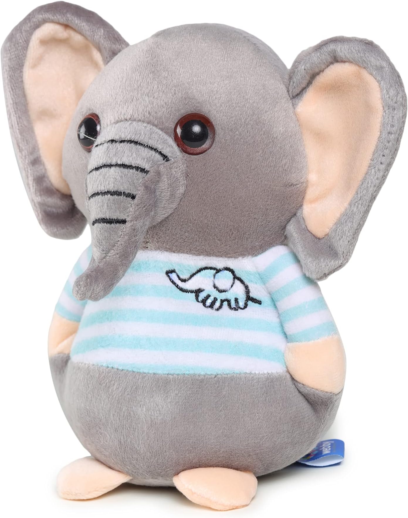 Webby Soft Animal Plush Elephant Toy 20cm, Blue & Grey