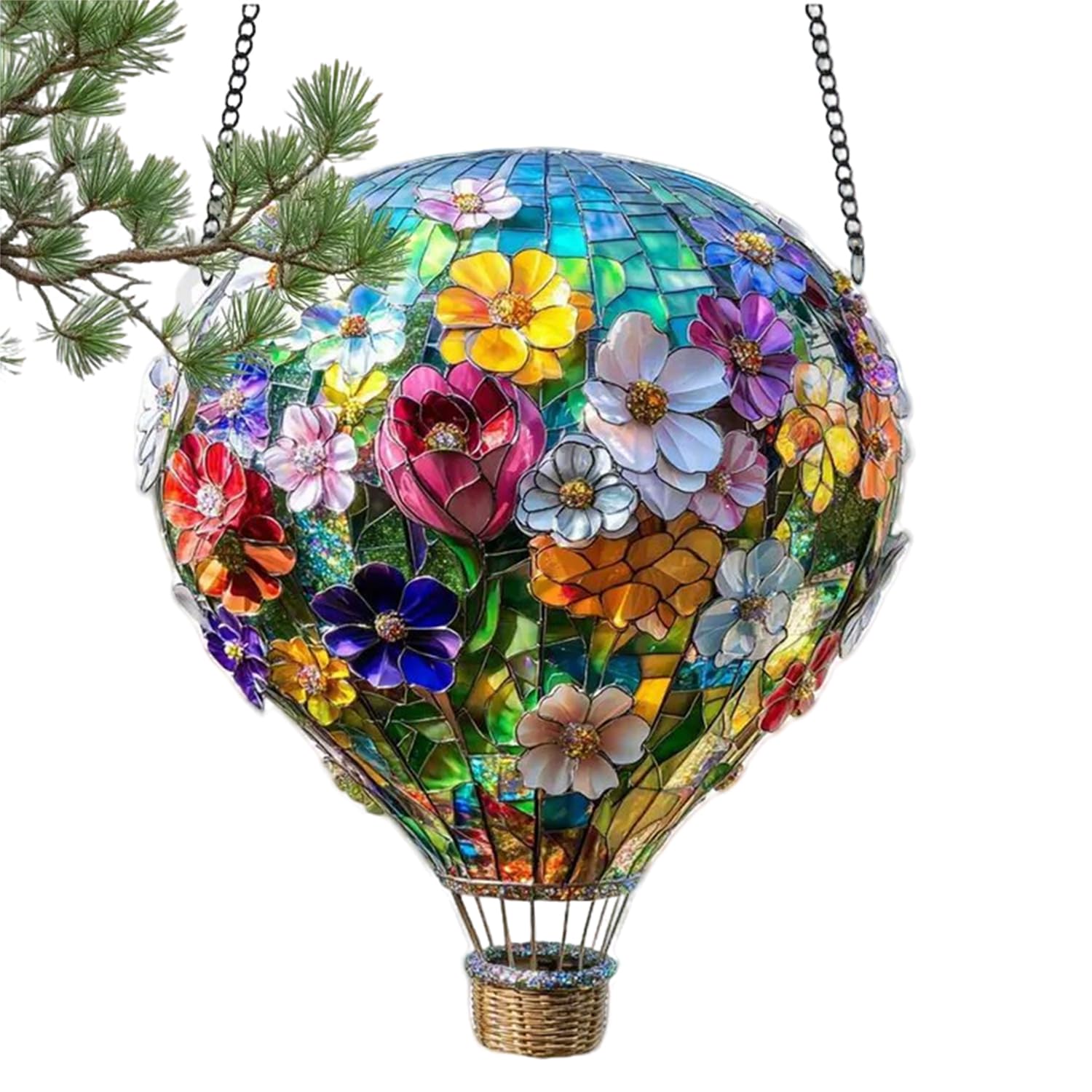 Garden Hanging Ornaments, Hot Air Balloon Solar Shape Window Decorations, Sun Catcher Hot Air Balloon Garden Light, Garden Decorations for Window, Living Room, Garden, Balconies Yards