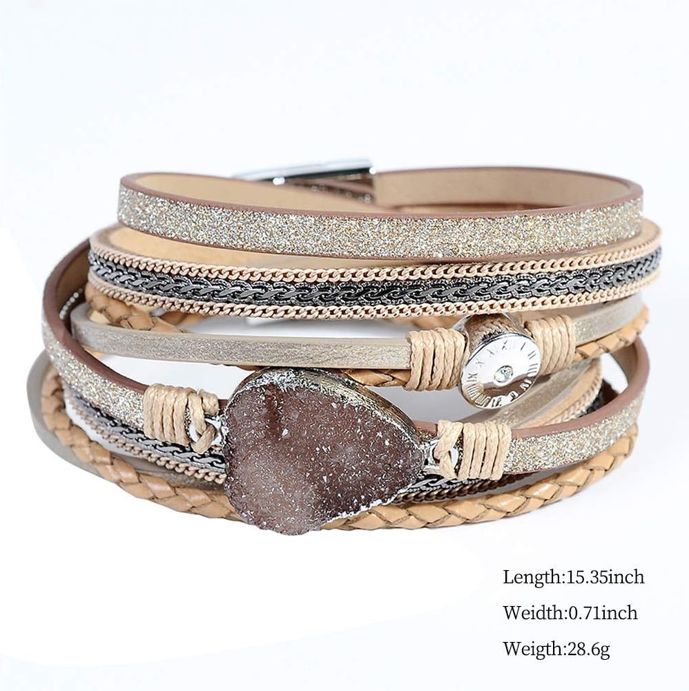 Artilady Leather Wrap Bracelets for Women - Pearl Bracelets Handmade Clasp Bangle Bracelet with Beads Jewelry Gift for Women and Mother