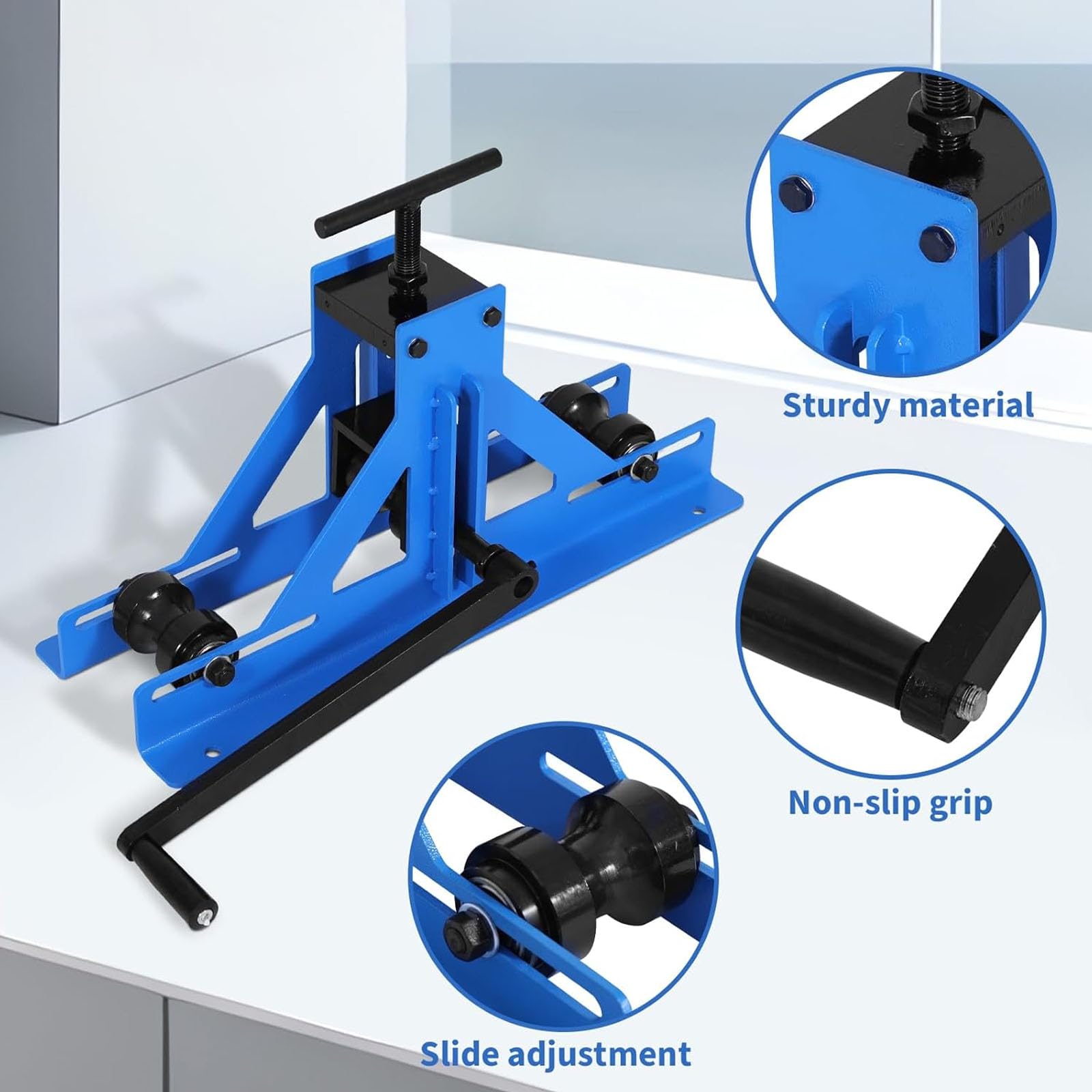 JOSBY Curvatrice per Metalli, Piegatubi da Tavolo A Manovella, con Altezza Regolabile Fino A 120 Mm, per Acciaio, Rame E Alluminio, Ideale per Cantieri Edili E Piccole Officine di Lavorazione