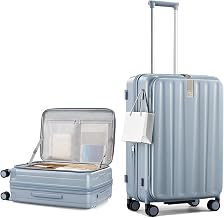 Hanke 24 Inch Expandable Luggage Top Opening Checked Bag Luggage Hard Shell Suitcases with Wheels Lightweight Travel Luggage Medium Suitcase with Lock for Woman Men-Grey