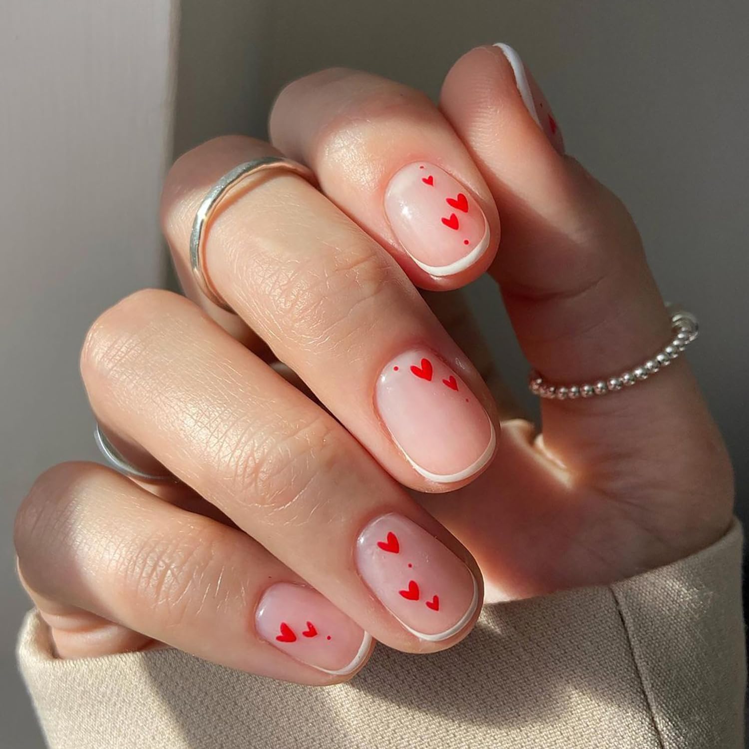 Amazon.com : Extra Short Press on Nails Valentine's Day Fake Nails