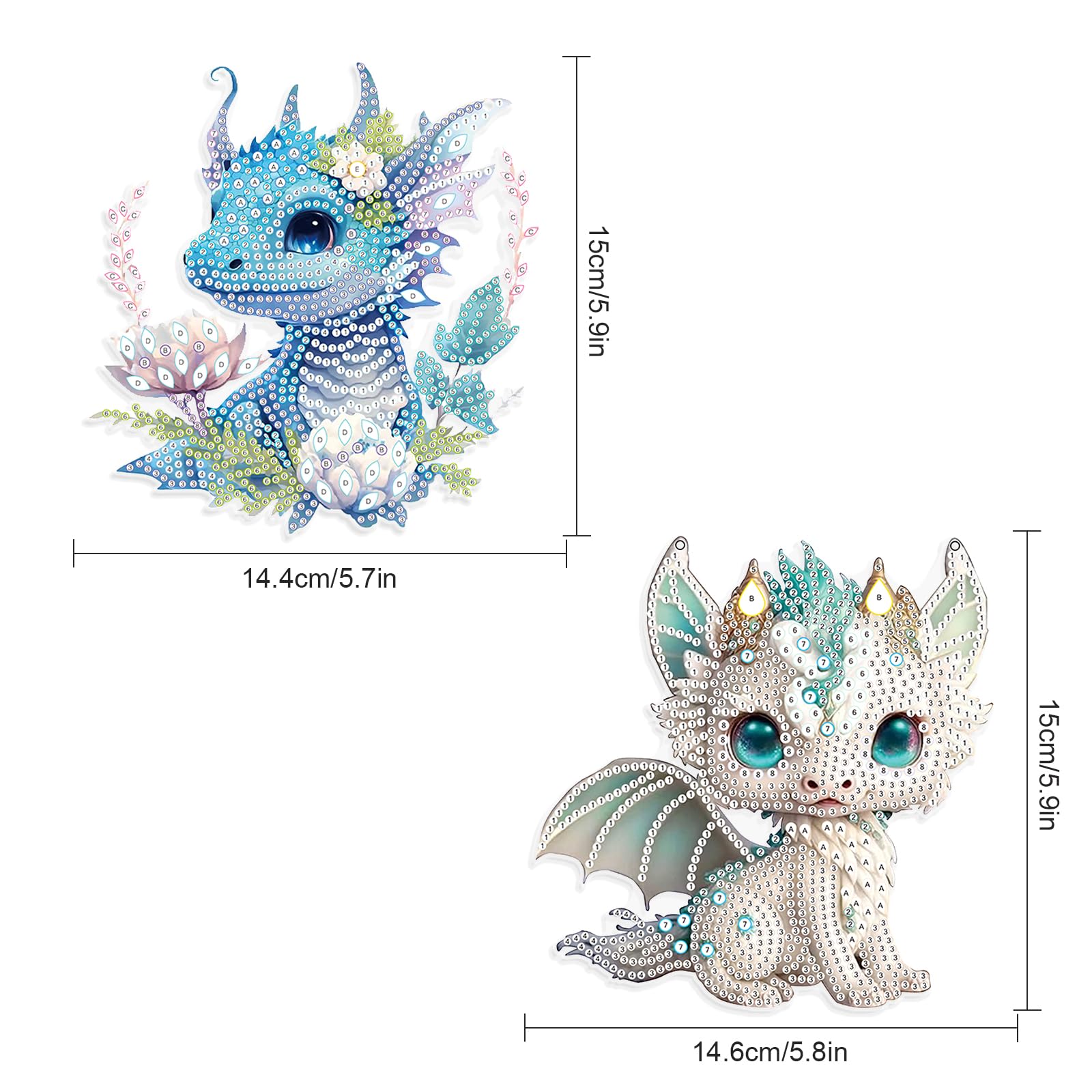 DCIDBEI Diamond Painting 2 Pezzi – Ciondoli Drago E Pterodattilo 15x15cm, Kit 5D Con Strass