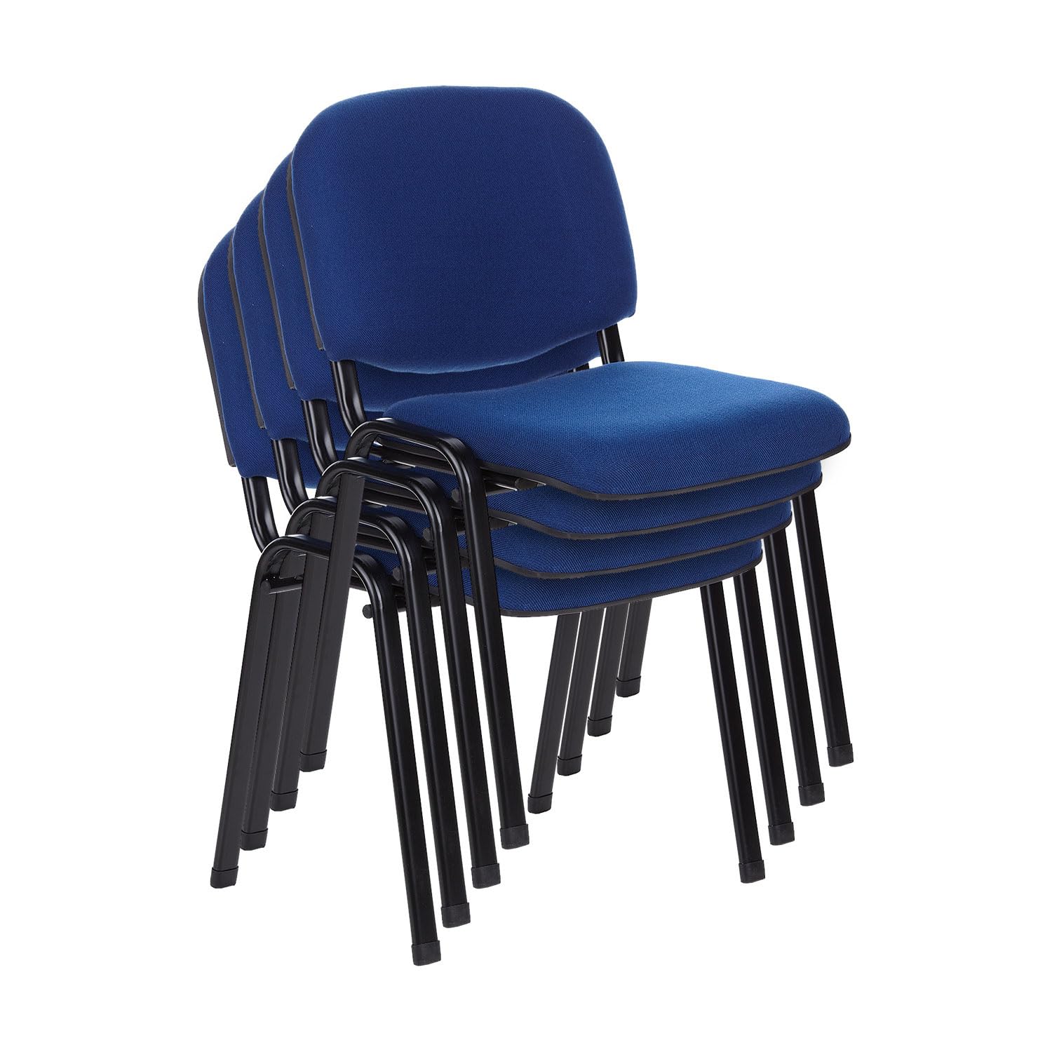 hjh OFFICE 4er Set Besucherstuhl stapelbar XT 600 Konferenzstuhl Stapelstuhl gepolstert, Metallgestell, Stoffbezug Blau 704510