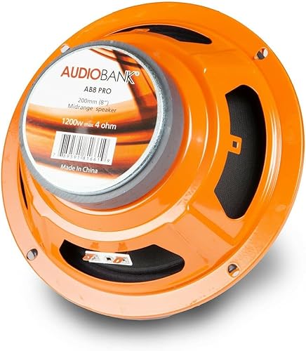 Miniatura 6 de Audiobank 2 altavoces coaxiales de rango medio de 8 pulgadas, serie AB8Pro, 4 ohmios, 4 ohmios, par (2 piezas) para automóvil, camioneta, ATV,
